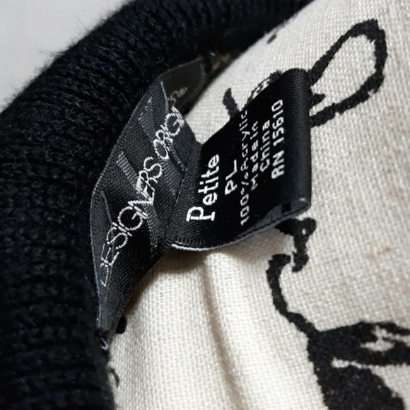 Womens Vtg Designers originals Black tan Petite Large Sweater Ruffled Cardigan - Picture 6 of 7